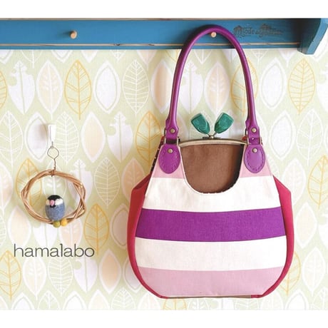 【KT-2119】がま口あおりミニバッグの型紙＆レシピ【18cm/くし型用】