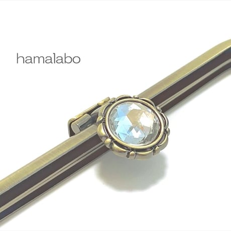 【HA-2255】オコシ式口金/12cm角型-クリアストーン付き
