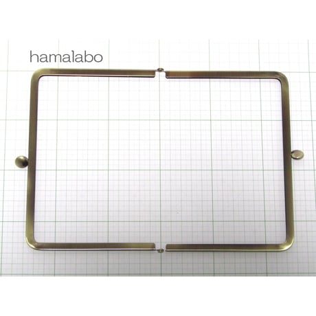 【HA-1349】17.7cm/角型の碁石口金(アンティークゴールド)