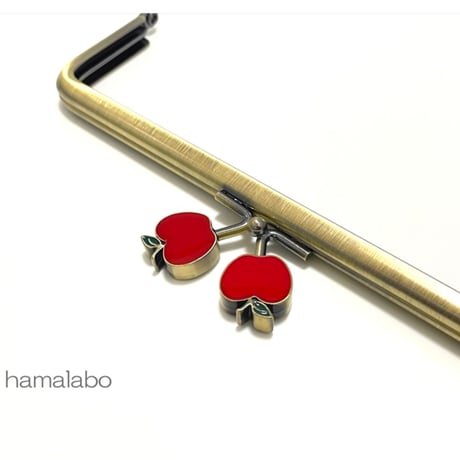 (販売終了)廃盤大特価セール！【HA-2554】16.5cm角型口金/赤リンゴ×アンティークゴールド