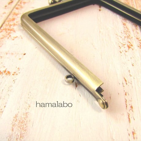 【HA-2232】ナツメひねり口金 7.5cm角型/足長タイプ (アンティークゴールド)