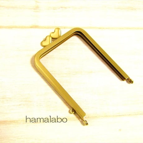 【HA-2013】ハート口金 7.5cm角型/足長タイプ (アンティークゴールド)