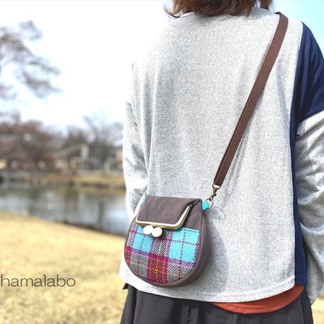 【KT-2147】ラウンド型がま口サコッシュの型紙＆レシピ【12cm/角型用】