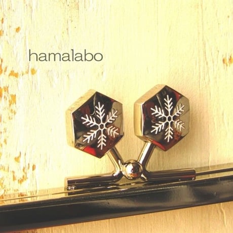 <廃盤予定>【HA-1505】12cm浮き足口金/六花-雪の結晶(シルバー)