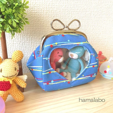 【KT-2154】☆ハート窓＆マチ別タイプ☆推しぬい用がま口ポーチの型紙＆レシピ【9.9cm/くし型用】