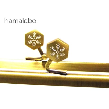 【HA-1474】17.7cm/角型の口金(六花-雪の結晶×アンティークゴールド)