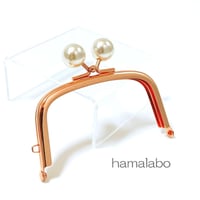 【HA-1981】9.9cm/くし型の口金(ホワイトパール玉×ローズゴールド-ピンクゴールド)