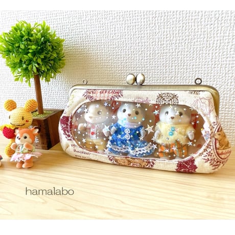 【KT-2157】横長サイズ版！推しぬい用がま口ポーチの型紙＆レシピ【16.5cm/角型用】