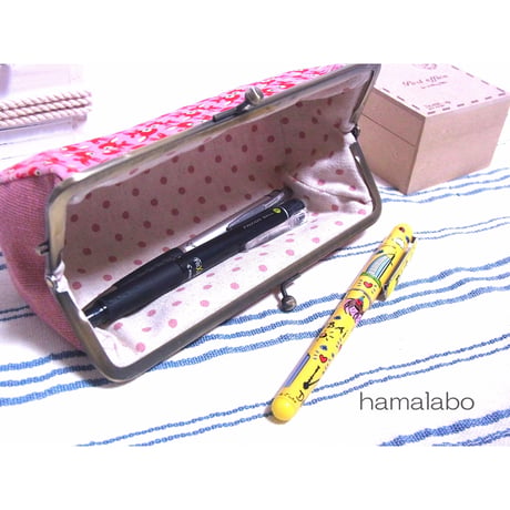【KT-1003】がま口メガネ＆ペンケースの型紙＆レシピ【16.5cm用】