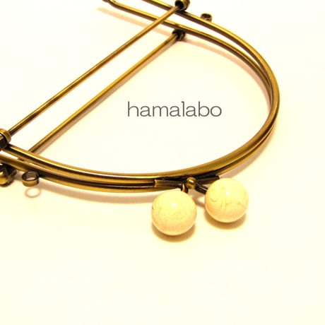 【HA-1452】16cmベンリー口金/(白玉×アンティークゴールド)・カン付き