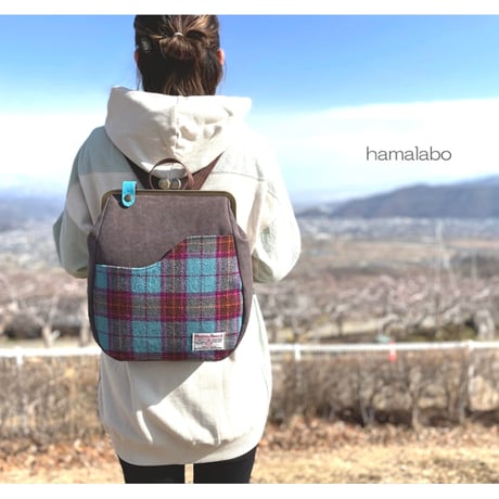 【HA-2243】24cm角型口金/ノブ型つまみ(グリーンマーブル×アンティークゴールド)＋(プラス)