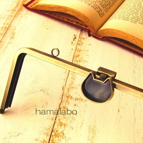 【HA-1680】<レジン用口金>オコシ式口金18cm/角型(ネコ×アンティークゴールド)カン付き
