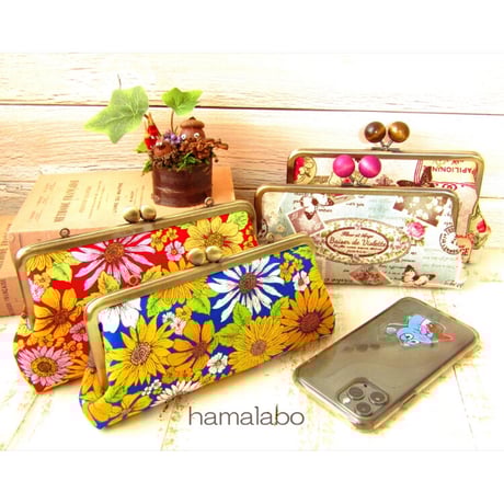 廃盤予定【HA-1670】ネコカン口金/(肉球×横ネコカン)/18cm角型(アンティークゴールド)・カン付き