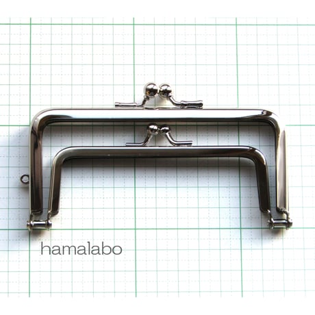 【HA-1371】親子口金12cm(竹の根ひねり×シルバー)