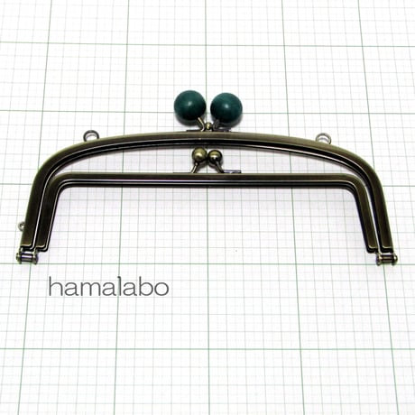 【HA-807】親子口金 20.4cm(大きな紺色の木玉×アンティーク)・カン付き