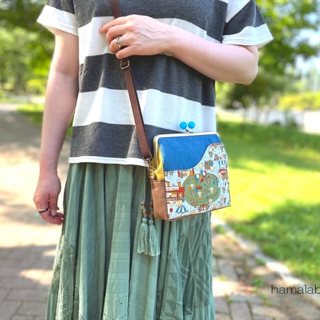 【KT-2138-SET】スマート版！がま口ポケットショルダーバッグ(ショートサイズの型紙付き)の型紙＆レシピ【18cm/角型用】