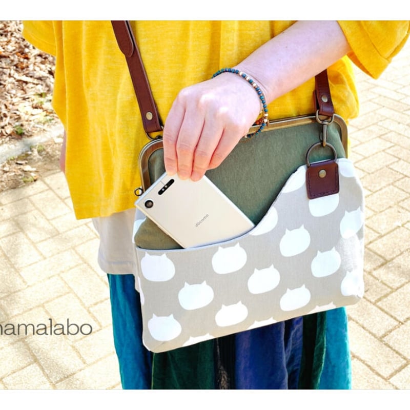 KT-2099】ペタンコ版！がま口ポケットショルダーバッグの型紙＆レシピ