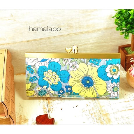 【HA-2007】ハート猫(ネコラブ)の口金 19cm浮き足(アンティークゴールド)