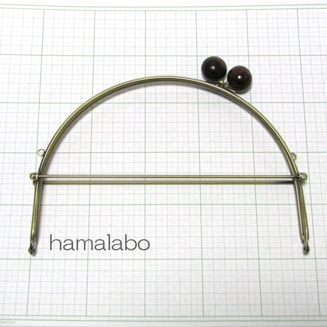【HA-387】24cmベンリー口金/(大きな茶色の木玉×アンティークゴールド)・カン付き