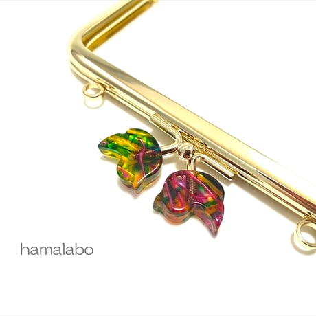 在庫調整で今だけ30％引き！【HA-b1125】12cm角型口金/コトリ型(レトロ模様)/ゴールド/カン付き