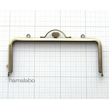 【HA-1574】持ち手付きの押し口金18cm/角型(アンティークゴールド)・カン付き