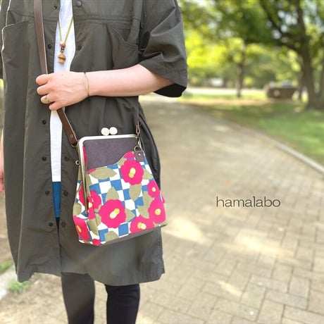 【KT-2125】縦長版！ジャバラ式がま口ポケットショルダーバッグの型紙＆レシピ【17.5cm(バッグ用足長)/角型用】