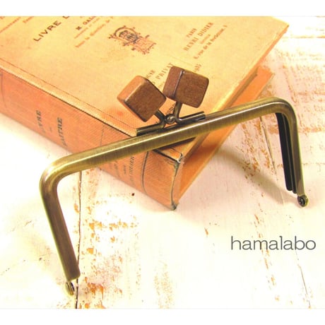 【HA-2014】12cm/角型(茶色の木キューブ×アンティーク)
