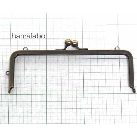 【HA-1431】16.5cm/角型の口金(ミニアメ玉＆足長)・カン付き/アンティークゴールド