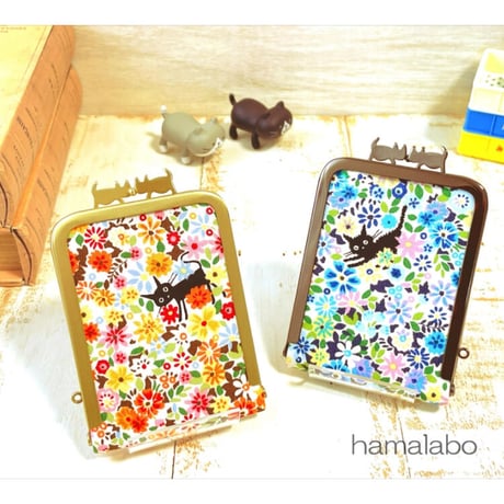 【HA-2038】ぽっちゃりネコ太の口金 7.5cm角型/足長タイプ (ブラック)