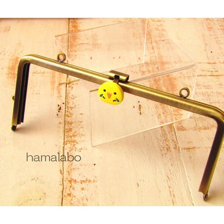 【HA-1785】オコシ式口金18cm/角型(丸型金具×アンティークゴールド)カン付き