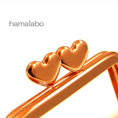 【HA-2056】ハート口金 7.5cm/角型(ローズゴールド-ピンクゴールド)