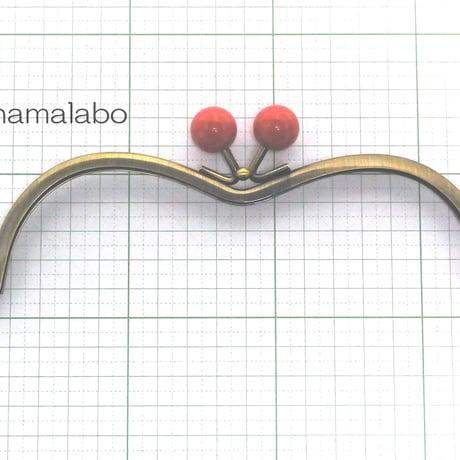 【HA-175】メガネ型(赤玉×アンティークゴールド)