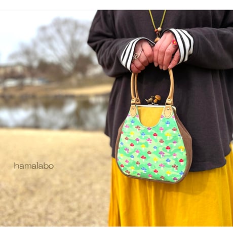 【KT-2133】がま口あおりプチバッグの型紙＆レシピ【12cm/角型用】