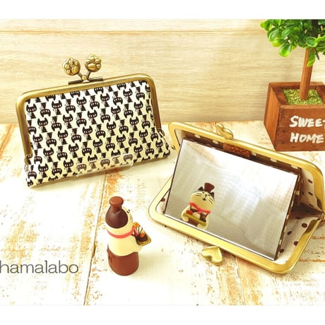 【HA-1240】スマイル刻印の碁石口金 12cm/角型(アンティークゴールド)