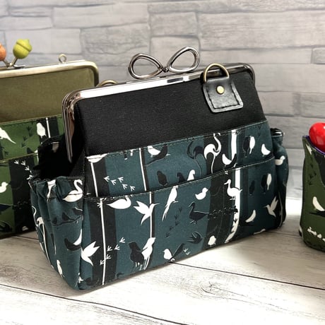 【HA-1801】18cm/角型口金/(新リボン×ブラック)