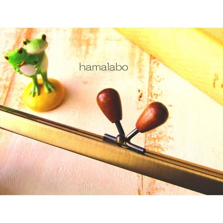 【HA-1539】19cm浮き足口金/茶色の木オーバル(アンティークゴールド)