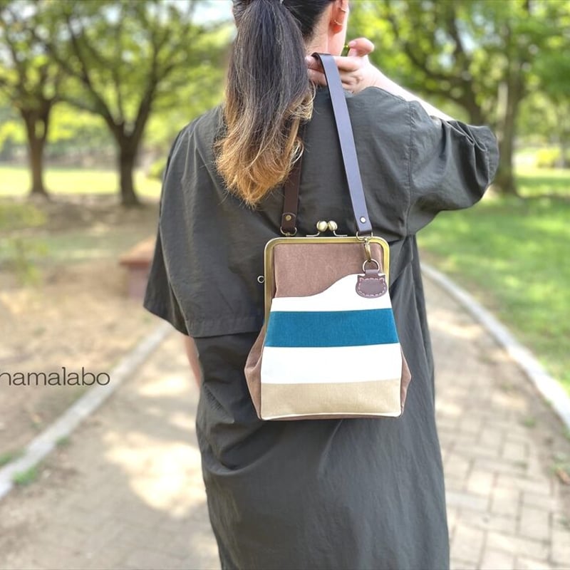 KT-2125】縦長版！ジャバラ式がま口ポケットショルダーバッグの型紙