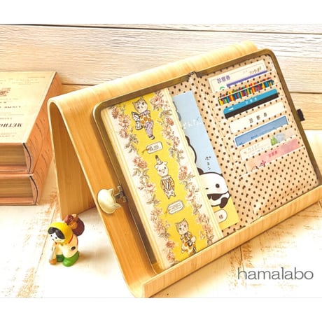 【KT-1066】【横開き】がま口カードケース＆通帳ケースの型紙＆レシピ(お薬手帳入れにも)【17.7cm(足長)/角型用】