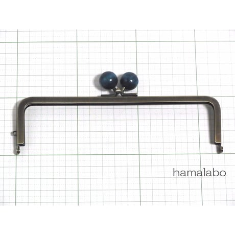 【HA-1399】16.5cm木玉/角型(紺色の木玉×アンティークゴールド)