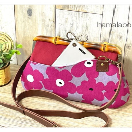 【KT-2110】がま口(ポケット)クラッチバッグ＆ショルダーバッグの型紙＆レシピ【24cm/角型用】