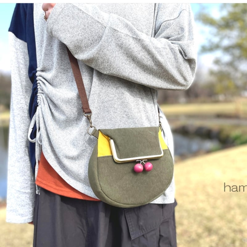 KT-2147】ラウンド型がま口サコッシュの型紙＆レシピ【12cm/角型用