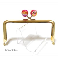 50本限定＆特価！【HA-2569】12cm角型口金/サンタクロース玉(赤)/ゴールド