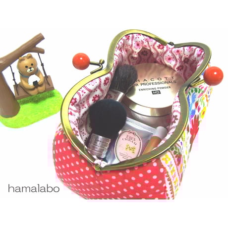 【KT-2020】☆コロリン型(3枚タイプ)☆がま口ポーチの型紙＆レシピ【メガネ型口金用】