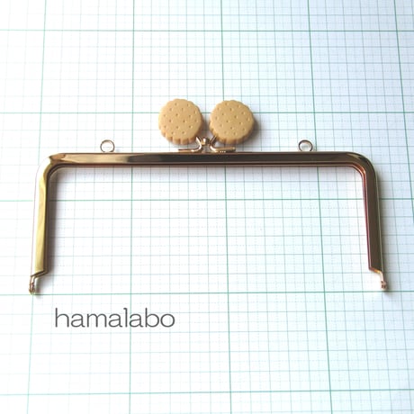 【HA-426】<ビスケット口金>18cm/角型(ゴールド)・カン付き