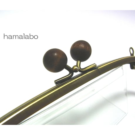 【HA-112】20.4cm/くし型(茶色の木玉×アンティークゴールド)・兼用カン付き