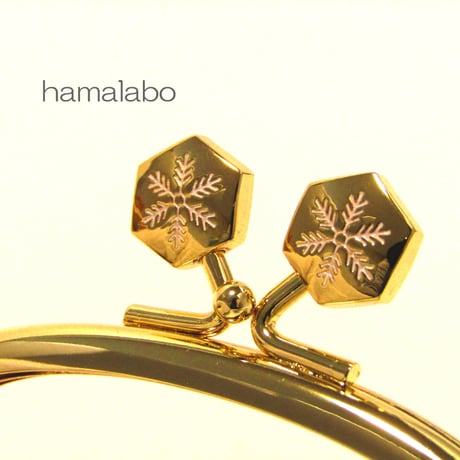 【HA-1468】10cmくし型の口金(六花-雪の結晶×ゴールド)