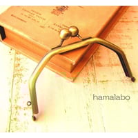 在庫調整で今だけ30％引き！【HA-1605】台形型の口金13cm/(アメ玉×アンティークゴールド)