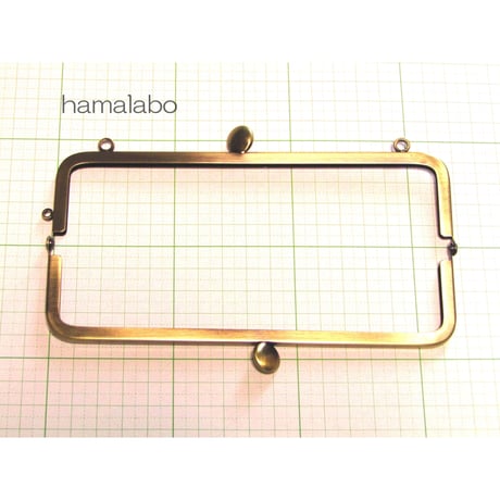 【HA-1294】碁石口金16.5cm/角型(アンティークゴールド)カン付き