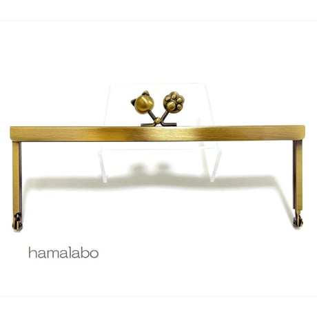 【HA-2297】19cm浮き足口金/ネコ玉×肉球(アンティークゴールド)