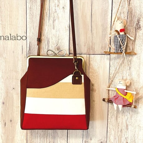 【KT-2093】縦長版！がま口ポケットショルダーバッグ(ミニ)の型紙＆レシピ【18cm/角型用】